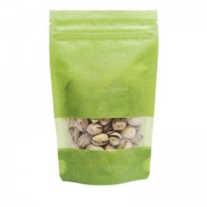 Non-Printing Resealable Green Paper Bags Torby z oknem